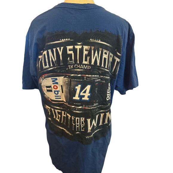 Chase Authentics NASCAR Tony Stewart #14 Mobile 1 Blue Tee, Size Large - Picture 3 of 5